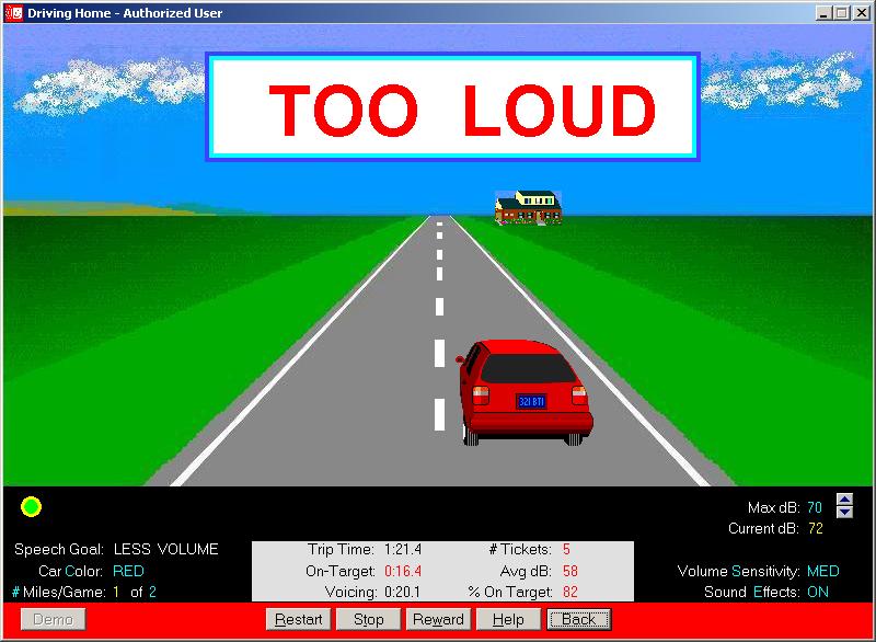 Sample Driving Home Game screen