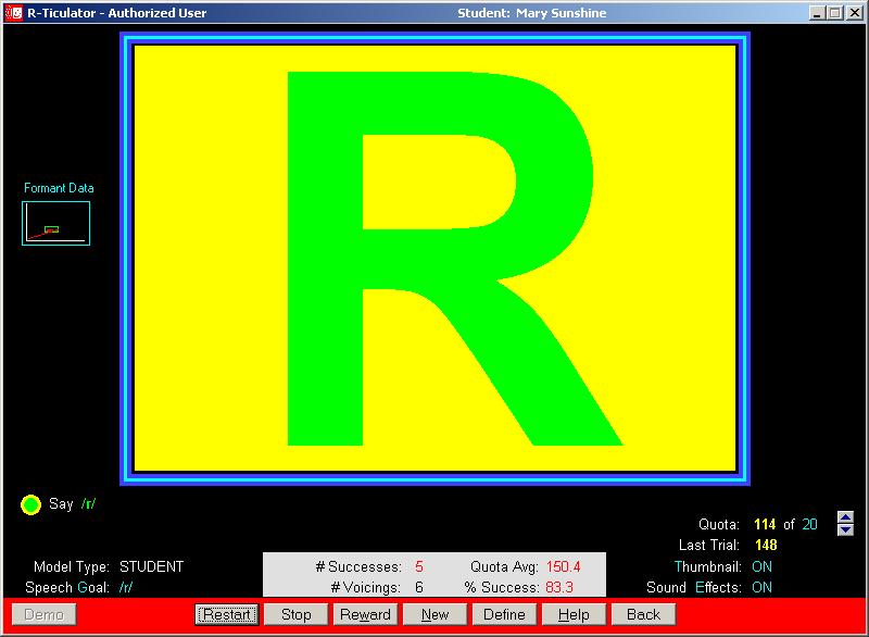 Sample R-Ticulator Game Screen